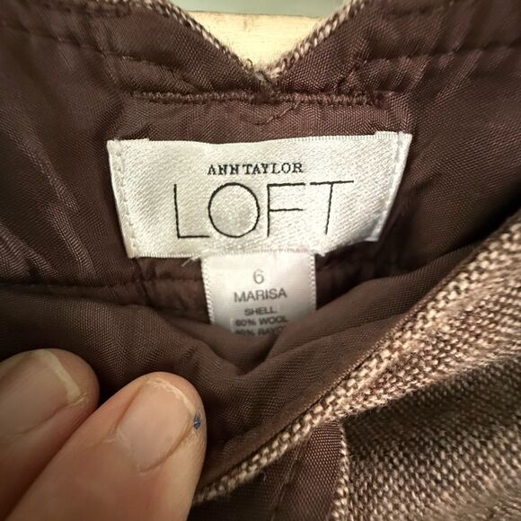 LOFT Brown Marisa Dress Pants with Textured Fabric - Picture 2 of 6